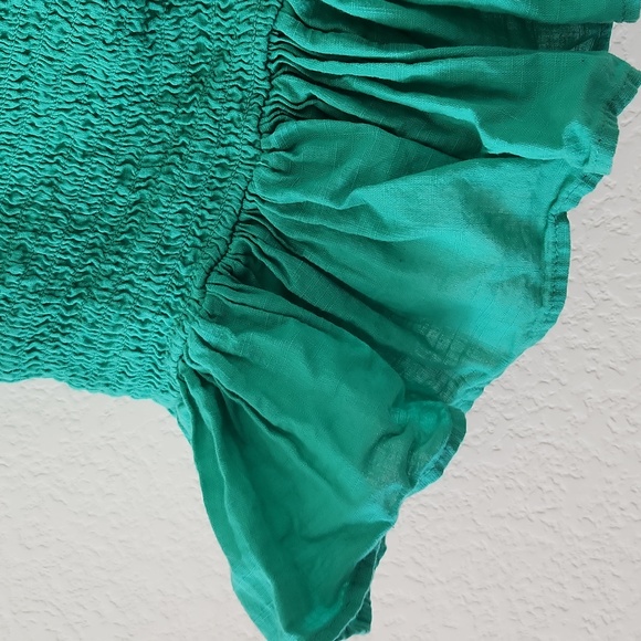 Free People Teal Halter Ruched Peplum Crop Top - Picture 4 of 6